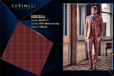 ML661/1 Vercelli CVM - Vải Suit 95% Wool - Đỏ Caro Trắng